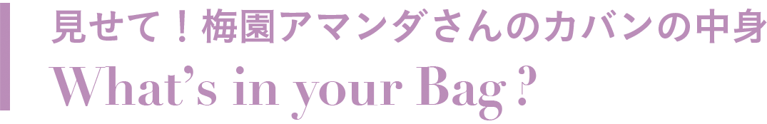 見せて！梅園アマンダさんのカバンの中身
What’s in your Bag?